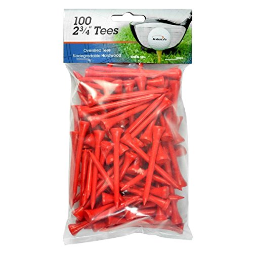 Intech 2-3/4 Inch Wooden Golf Tees, 100 and 500 Pack, Multiple Colors Available - color: Red, style: 100 Count Bag
