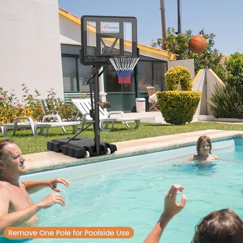 Goplus Portable Basketball Hoop Outdoor, 10FT Basketball Goal w/ 44'' Shatterproof Backboard, Easy Adjust Height, Fillable Base, Free Weight Bag for Teens Adults Driveway Backyard - style: 8-10FT, 5-Level