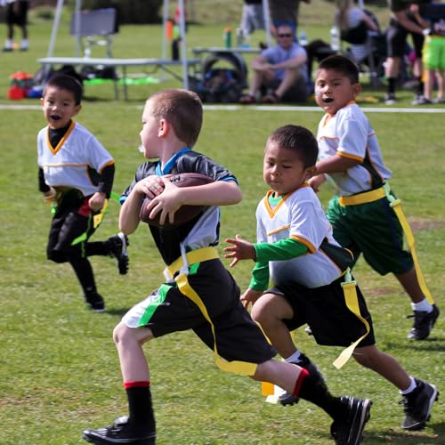 Peryiter 2/12/24/36 Player Flag Football Belt, Adjustable Football Belts and Flags for Kids Youth Adult Sport Team Training - color: Yellow