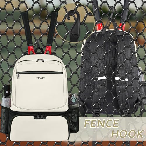 Ytonet Tennis Bag Tennis Backpack for Women Men 2 Rackets with Insulated Pocket Ventilated Shoe Compartment - color: Beige