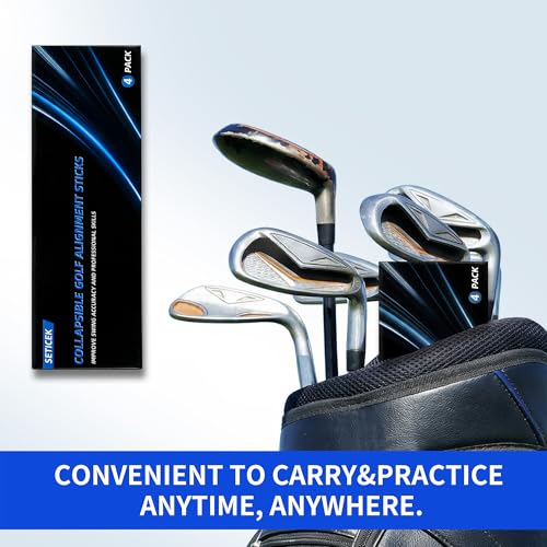 Seticek 4 Pack Golf Alignment Sticks,Upgraded 40" Collapsible Alignment Stick,Helps Improve Posture and Enhance Hitting Accuracy