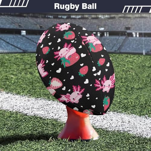 SYtrade Recreational Football Game Footballs PU Composite Leather Footballs for Training Indoor Outdoor - color: Axolotl Love Strawberry Black