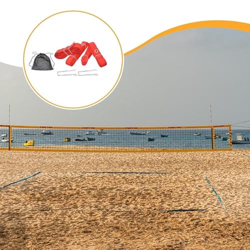 4X Beach Volleyball Lines Boundary Lines Game with Ground Anchors Training Practical Volleyball Court Boundary Cords for Park, Red