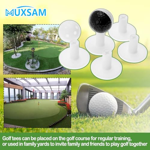 MUXSAM Golf Rubber Tee Holder, 5-Pack Stable Golf Ball Holder Driving Range Tees for Indoor Outdoor Practice Driving Range Mats (White) - size: 2"/50mm