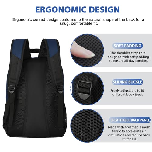 LARIPOP Soccer Backpack with Ball Holder & Shoe Compartment Large Capacity Youth Sports Bag for Training - color: Dark Blue
