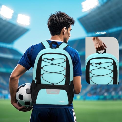 Goloni Soccer Bag, Basketball Bag with Ball Compartment & Shoe Compartment,Large Soccer Backpack for Basketball,Gym,Football - color: Mint Green