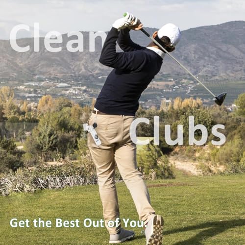 Pro Golf Club Cleaner - 4oz Water Bottle with Groove Cleaner and Retainer Clip, Durable Nylon Bristles for Easy Cleaning, Ergonomic Button Design, Golf Gifts for Men & Essential Accessories (White)