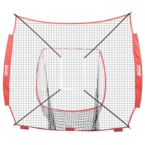 VEVOR 7x7ft Baseball Softball Practice Net, Portable Baseball Training Net for Hitting Batting Catching Pitching, Backstop Baseball Equipment Training Net - style: Net Only(No Frame)