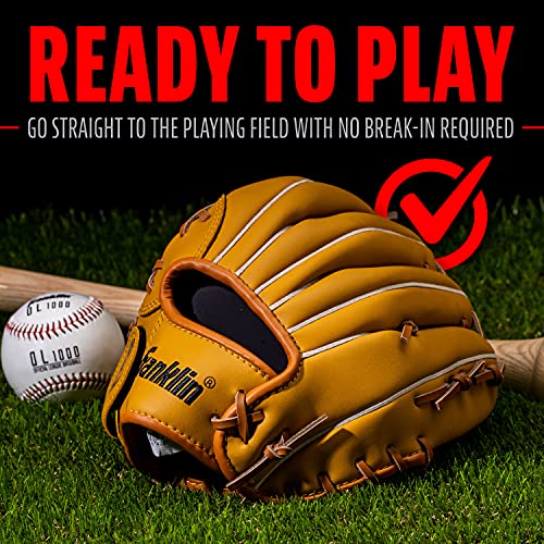 Franklin Sports Field Master Baseball + Softball Glove - Field Master Adult + Youth Baseball + Softball Mitt - Men's + Women's Gloves - Right Hand Throw - color: Tan, style: 11" - I Web