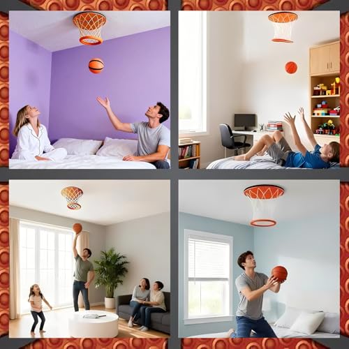 Ceiling Basketball Hoop,Hanging Indoor Basketball Hoop with Ball