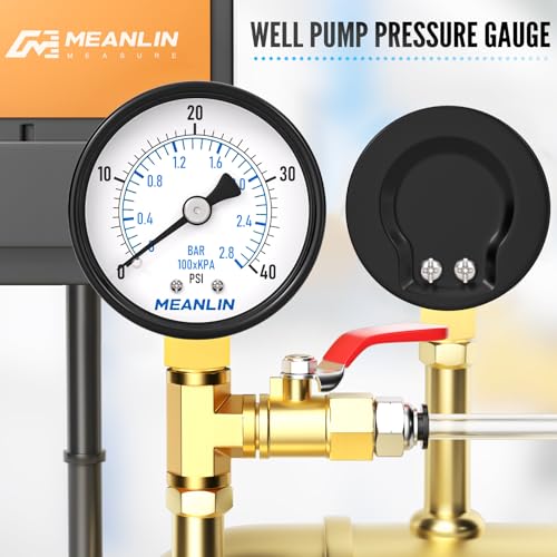 0-40Psi 2" DIAL FACE 1/4" NPT Well Pump Pressure Gauge, with 1/2" NPT and 3/8" NPT Hex Bushing, 3-2-3% Accuracy, Lower Mount - size: 0-40Psi, style: 1/4"NPT Lower Mount