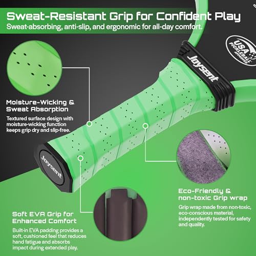 Pickleball Paddles Set, USAPA Approved Carbon Fiber Pickleball Set of 2 with Beginner Pickleball Rackets, Indoor Outdoor Pickle Balls for Adults Men Women, JT-1 - color: Green