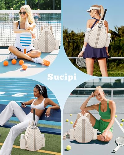 Tennis Bag, Quilted Tennis Sling Crossbody Backpack, Water Resistant Tennis Racket Bags for Women Men, Suitable for Pickleball Tennis Badminton