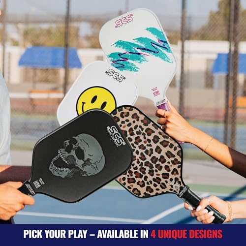 SCS Carbon Fiber Pickleball Paddle – USAPA Approved 2024 – Lightweight, Enhanced Spin, Sure-Grip Handle – Evo-Lite Series for Intermediate Players - color: Happy Paddle