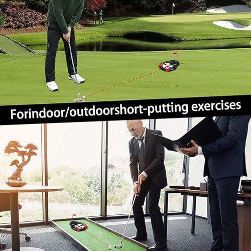 Golf Automatic Putting Ball Return Cup - Auto Returning Golf Cup Training Aid for Indoor/Outdoor Practice with a red Guide line