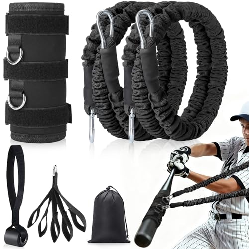 TOBWOLF 4PCS Baseball Exercise Bands with Interchangeable Grips, Baseball Resistance Trainer for Pitching & Throwing, Training Aid for Baseball Softball Pitchers to Build Arm Strength, Warm-Up