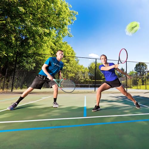 Adult 2 Player Tennis Racket Perfect for Beginner and Professional Players, 27” Speed Tennis Racquet Include Tennis Balls, Overgrips, Tennis Bag, Vibration Dampe, Cover - color: Dark Blue & Red
