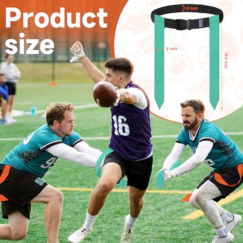Flag Football Belts, Flags for Flag Football Set 14 Player, Flag Football for Kids Adults and Youth Training Equipment - color: Teal and Orange