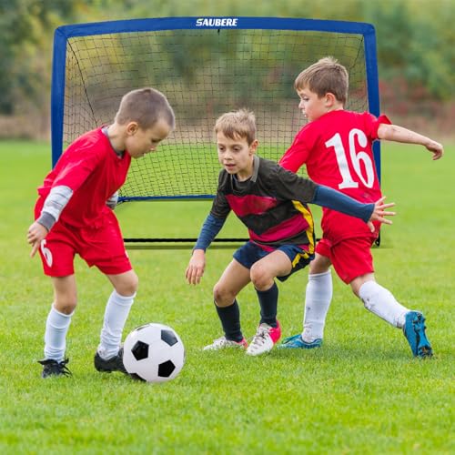 6x4 ft Kids Soccer Goals for Backyard Set of 2- Portable Pop Up Soccer Net for Backyard for Kids Toddler Youth, Soccer Training Equipment+ Soccer Goal Target, Ball and Cones, Outdoor Soccer Game