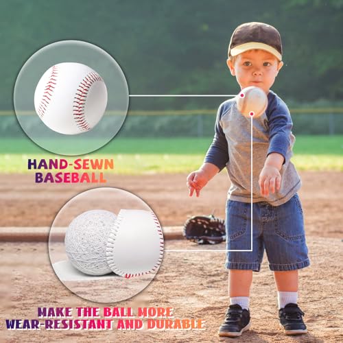 Youth 12U Soft Leather Baseballs - 24 Count Practice & Game Balls, Official Size & Weight, Durable Baseball Bucket with Carry Handle for Team Training & Recreational Use