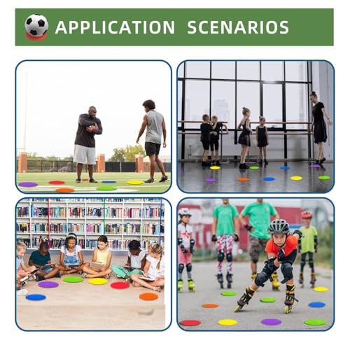 Spot Markers 4 Inch 9 Inch Non Slip Rubber Floor Markers Flat Field Cones Poly Dots for Classroom Dance Sports Soccer Basketball Speed Agility Training - style: 9inch 36pcs