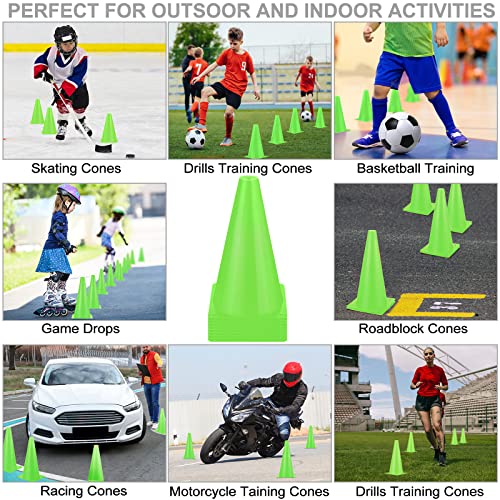 Hoteam 30 Pieces 9 Inch Traffic Cones Plastic Sport Agility Training Safety Cones Soccer Practice Equipment for Basketball Football Drills Exercise, Outdoor Activity and Events - color: Green