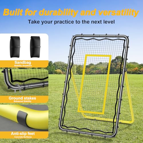 Adjustable Volleyball Rebounder Net 7x4FT/4x4FT– Bounce Back Practice Equipment for Volleyball Spike, Serving Trainer for Lacrosse Training, Ideal for Outdoor Indoor and Backyard Training - size: 7FTx4FT