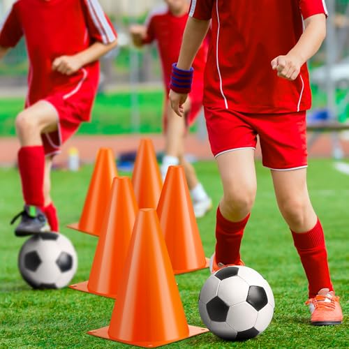 Vinsot 108 Pack Plastic Traffic Cones Set 48 Pack Agility Field Marker Soccer Cones 60 Pack Disc Training Cones with 3 Portable Bags for Skating Basketball Football Practice Drills (Orange)
