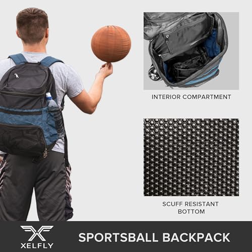 Xelfly Basketball Backpack with Ball Compartment - color: Blue