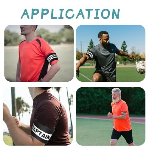 Yuanchu 4 Pack Soccer Captain Armband, Classic Sports Arm Band Unisex Captains Bands Elastic Adjustable