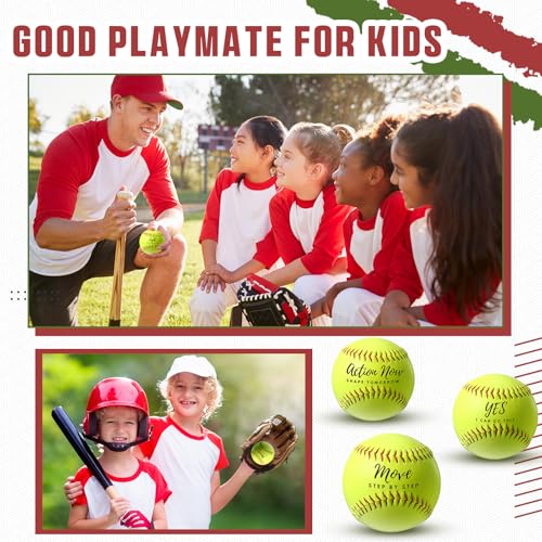 Soulchen 24 Pack Sports Softball Motivational Fastpitch Softball Practice Official Size and Weight Balls Leather Covered Training Ball for Youth Beginner Players Games Practice