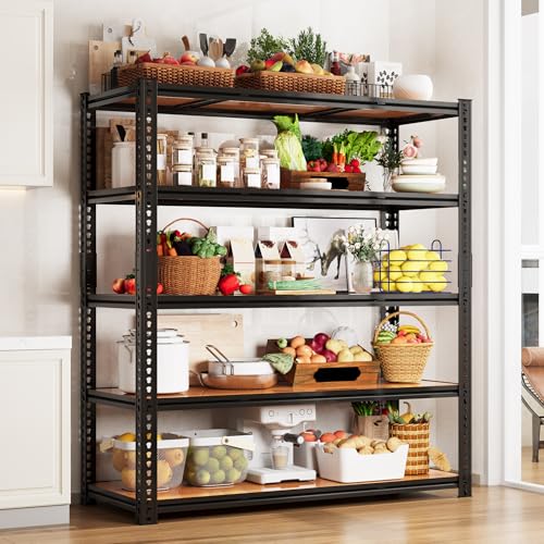 48" W Garage Storage Shelving 3050LBS Storage Shelves 5 Tier Adjustable Metal Storage Shelves Utility Shelf for Garage, Kitchen, Pantry, Basement 71" H x 48" W x 24" D - size: 71"H x 48"W x 24"D