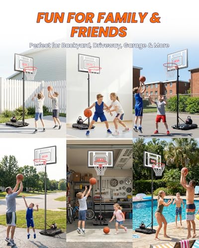 IGL Kids Basketball Hoop Outdoor Adjustable, 33 Inch Portable Basketball Goal with PC Backboard, Fillable Base & 40 lb Weight Ball for Backyard & Driveway - color: Black