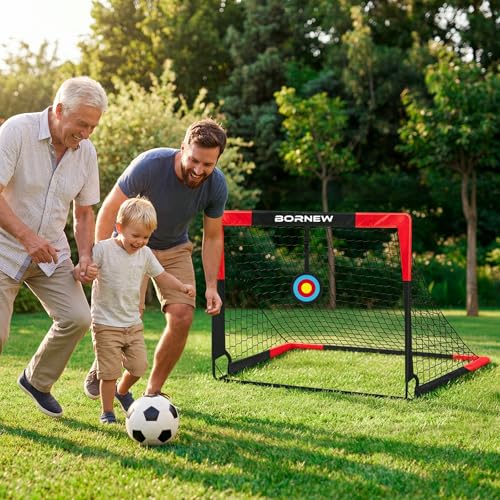 Kid Soccer Goal and Soccer Ball Targets Set - 6x4 / 4X3 ft Backyard & Indoor Soccer Goal, Portable Pop Up Soccer Net with Soccer Targets, Cones, Soccer Training Equipment for Ages 3-16 Year Gift - color: 2. Black Red