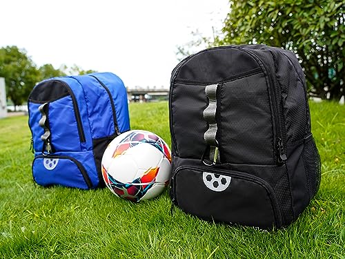 Youth Soccer Bag, Soccer Backpack for Football Volleyball Basketball, Backpack with Ball Compartment and Ball Holder - color: Black