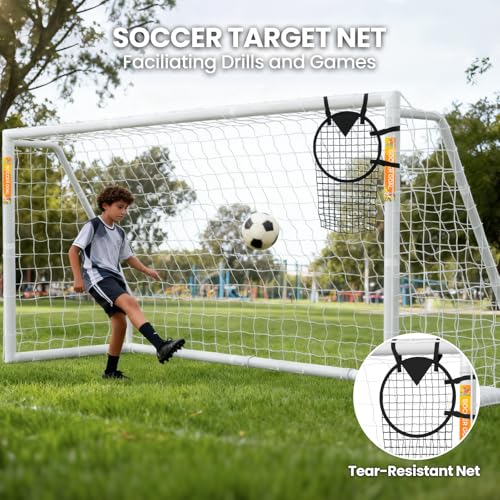 NAIZEA Soccer Goal - 12x6/10x6/8x6/6x4FT Soccer Goals for Backyard, Portable & Weatherproof HPVC Soccers Goal w/Soccer Net Durable Post for Adults & Youth Outdoor's Practice Training - size: 12x6 FT, style: Foldable