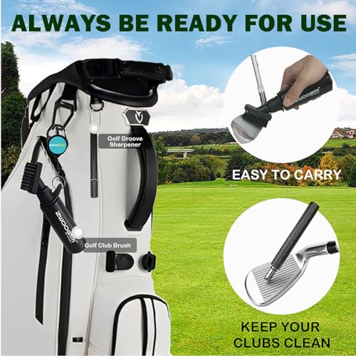 Pro Golf Club Cleaner Set, Water Brush with Holder Clip and 4oz Bottle, Golf Groove Sharpener, Suitable for U and V Grooves