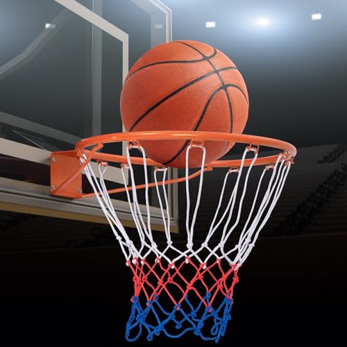 Goplus 18’’/15’’ Replacement Basketball Rim, Wall Door Mounted Basketball Hoop with All Weather Net, Indoor Outdoor Hanging Basketball Rim Goal Outside - size: 15", style: Orange