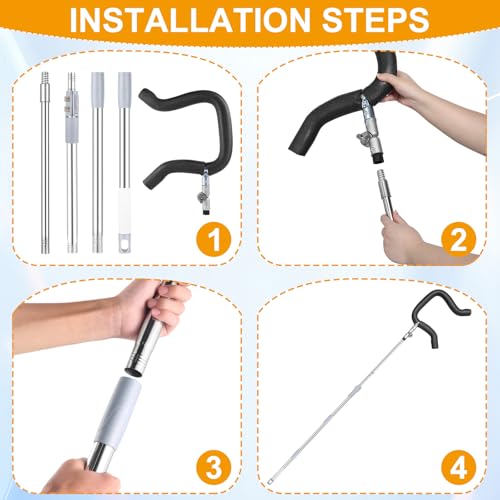 Volleyball Spike Trainer, Telescopic 63"-77" Height w/ Question Mark Hook - Durable Light Hitting Trainer for Serving, Spiking & Jump Training - Real Ball Feel, Ideal for Beginners to Pros (No Ball)