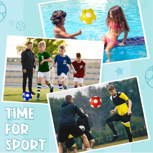 Jexine 6 Pcs Soccer Ball Bulk with Pump Official Size Indoor Outdoor Soft Soccer Sport Gift for Child Teen Adult Practice Game Back to School - size: 4