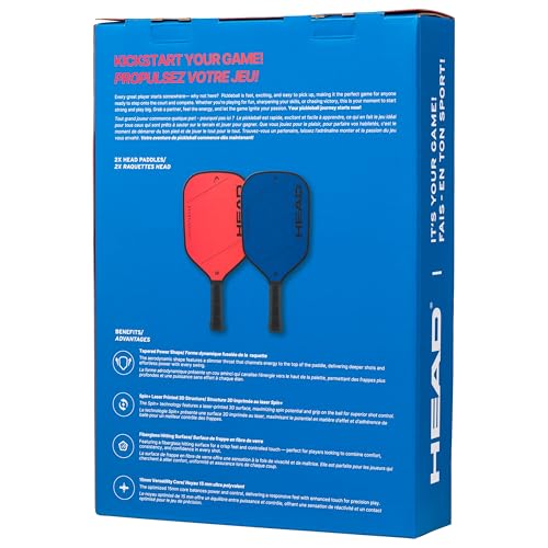 HEAD Kickstarter Pickleball Starter Set – 2 Kickstarter Plus Paddles, 2 Outdoor Pickleballs, Carry Bag – Beginner Friendly Lightweight Pickleball Kit