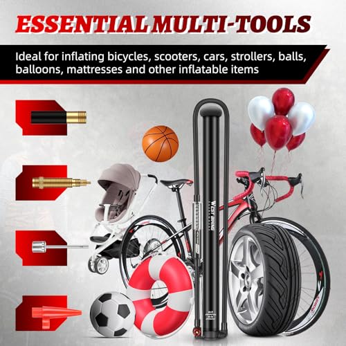 WEST Biking Updated Bike Pump with Gauge, High Pressure 260Psi, Bicycle Floor Pump Inflator for Road Bike MTB