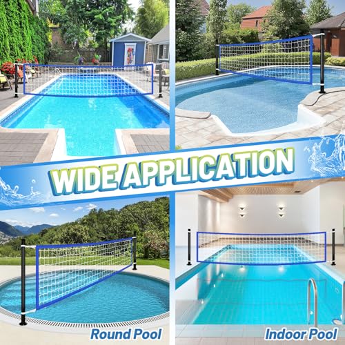 Durable PE Pool Volleyball Net Replacement - Adjustable 15-31.4Ft Width, 3Ft Height (Net Only) - color: Blue