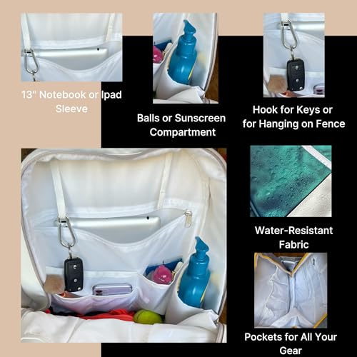 AYRES Tennis Backpack - Spacious Womens Tennis, Padel & Pickleball Bag | Quick-Access Racket Compartment (Fits 2) | Designer Tennis Bag, Water-Resistant & Easy To Clean, Makeup Pouch Included - color: Green