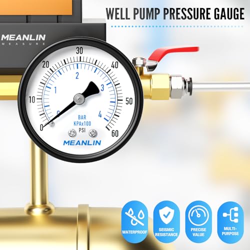 0-60Psi 2" DIAL FACE 1/4" NPT Well Pump Pressure Gauge, with 1/2" NPT and 3/8" NPT Hex Bushing, Pool Sand Filter WOG Water Oil Air Pressure Test, Center Back Mount - size: 0-60Psi, style: 1/4"NPT Back Mount