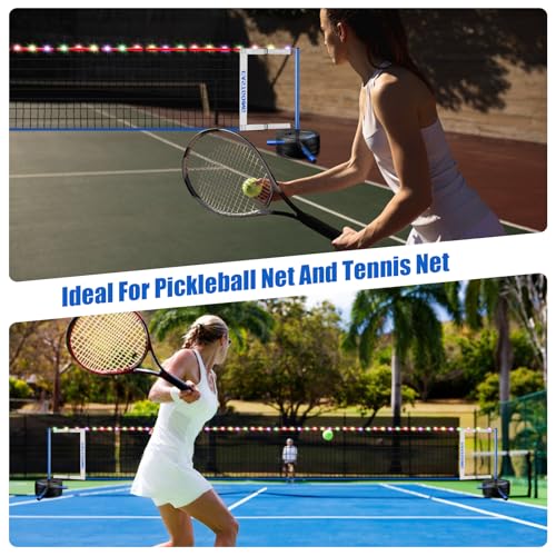 Pool Volleyball Net Set with Light,Adjustable Length 15-25FT,Swimming Pool Volleyball Net System with 2 Water Volleyballs and Heavy Duty Base.