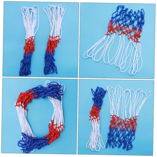 Luxshiny 4pcs Tricolor Nylon Basketball Nets Premium Outdoor Basketball Rim Mesh Replacement Sturdy Accessories for Court Equipment