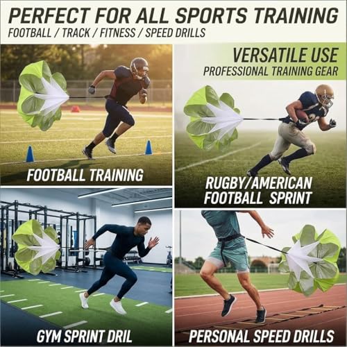 Football Kick Trainer Parachute Resistance with Adjustable Waist Strap for Youth Field, Backyard, Speed and Power Drills - color: Green