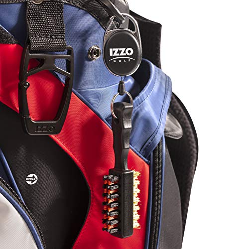 Izzo Golf Double Sided Golf Club Brush - Includes Golf Club Scrub Brush, Golf Club Groove Cleaner & Retractable Zinger for Golf Bag