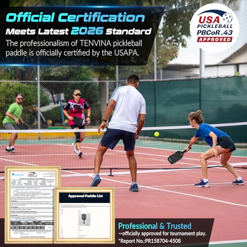 TENVINA Pickleball Paddles, Multi-Layer T700SC Textured Carbon Fiber Pickleball Paddle, Pickle Ball Paddle with Strong Spin & Power Surface, 4-Types of Shapes and Thicknesses, USAPA Approved - style: 2-Pack of Carbon-Elongated-16MM